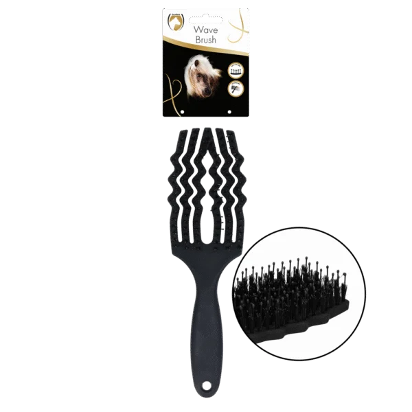 Perie pentru descurcarea coamei, cu peri de porc, neagră – Excellent Horse Wave Brush