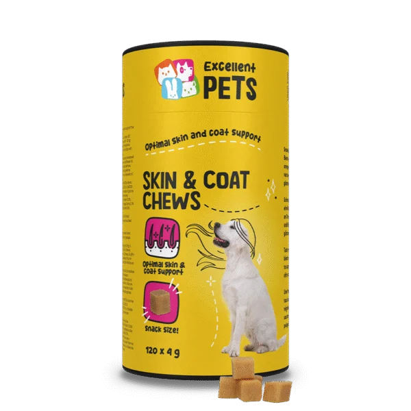 Supliment pentru câini pentru piele și blană, 120 de bucățele masticabile moi – Excellent Pets Skin & Coat Soft Chews