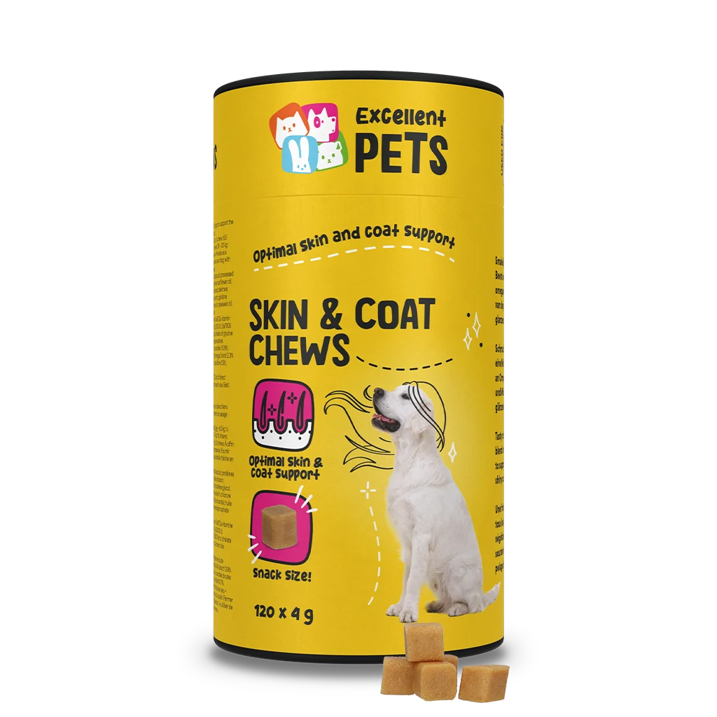 Supliment pentru câini pentru piele și blană, 120 de bucățele masticabile moi – Excellent Pets Skin & Coat Soft Chews - imagine 1