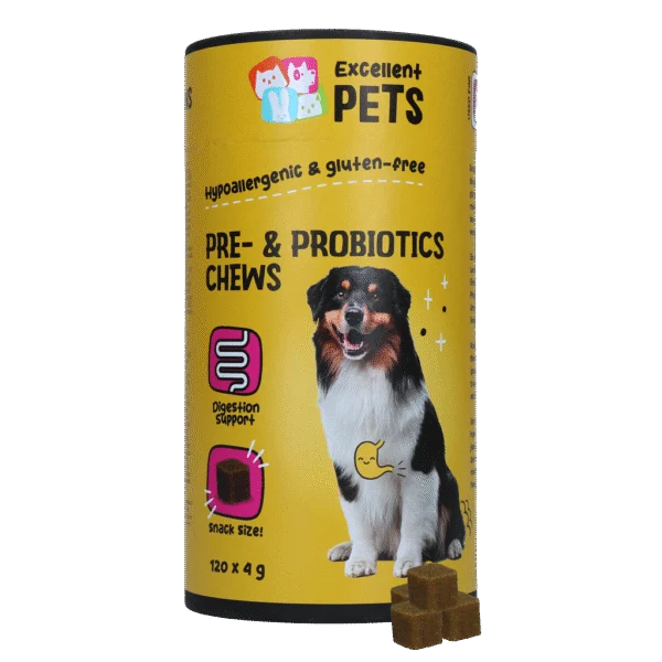 Supliment pentru câini cu prebiotice și probiotice, 120 bucăți – Excellent Pets Pre- & Probiotics Chews