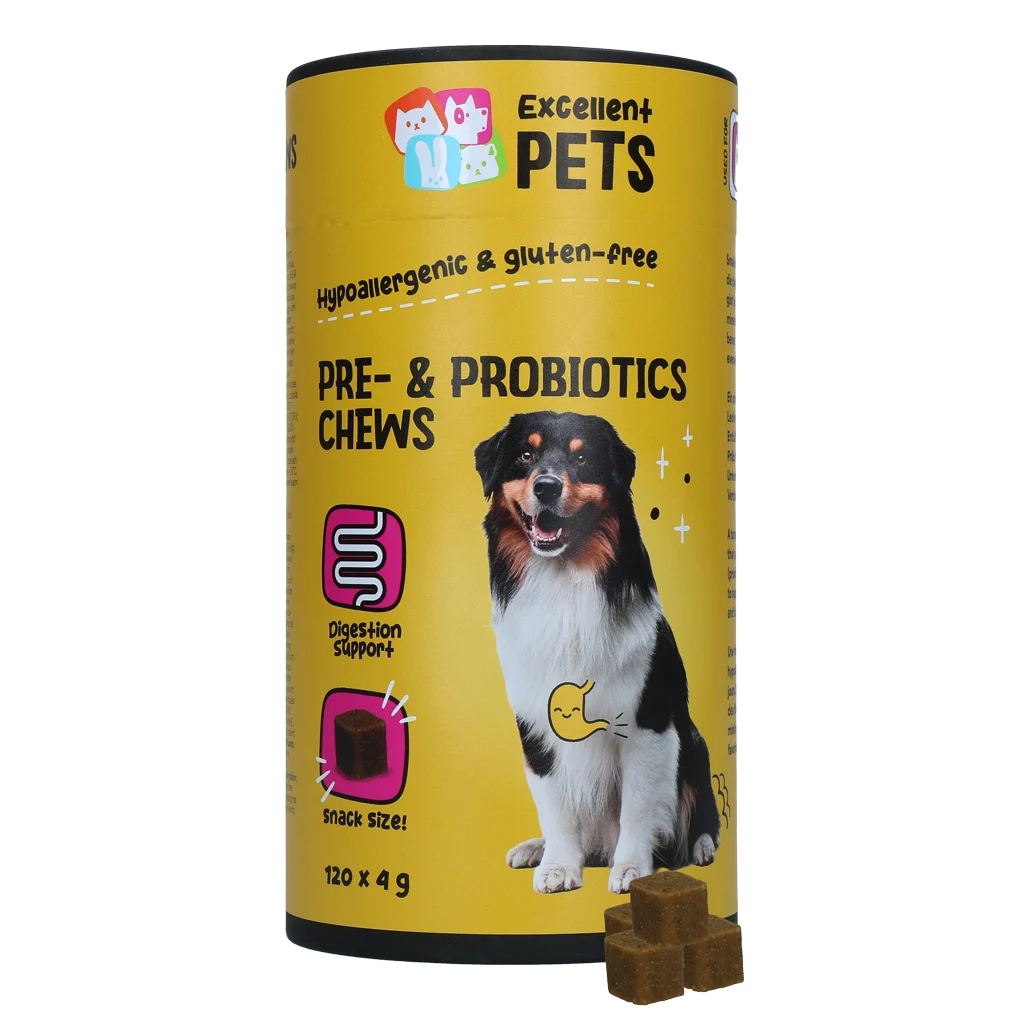 Supliment pentru câini cu prebiotice și probiotice, 120 bucăți – Excellent Pets Pre- & Probiotics Chews - imagine 1
