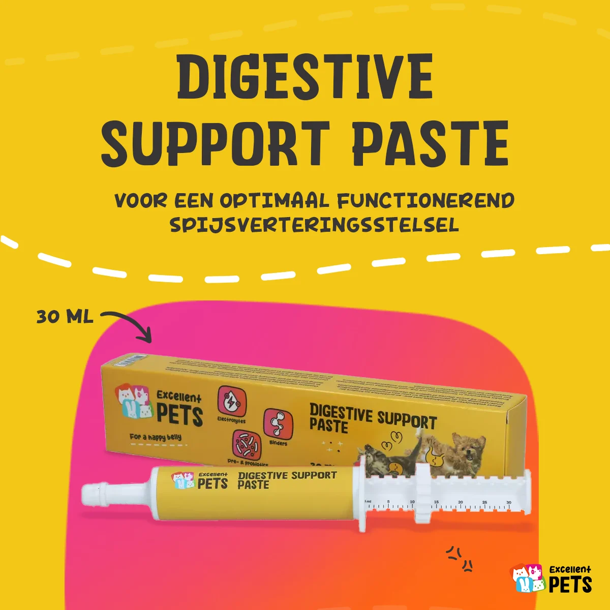 Pastă digestivă pentru animale de companie cu electroliți, 30 ml – Excellent Pets Digestive Support - imagine 3