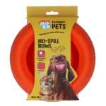 Bol pentru hrană și apă pentru câini, din silicon, cu margine anti-vărsare, 800 ml, portocaliu – Excellent Pets No-Spill Bowl