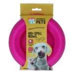 Bol pentru hrană și apă pentru câini, din silicon, cu margine anti-vărsare, 300 ml, roz – Excellent Pets No-Spill Bowl