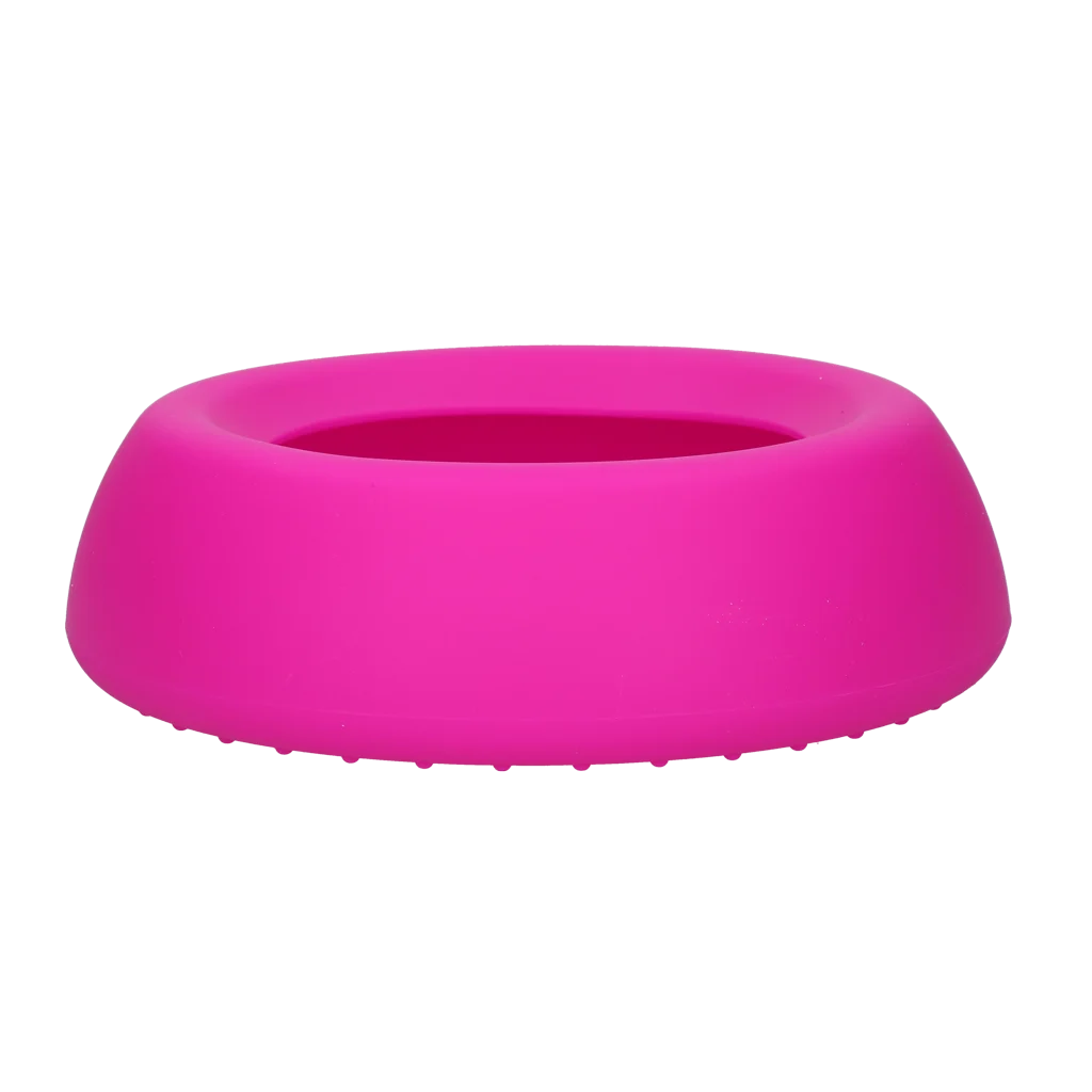 Bol din silicon pentru hrană și apă, pentru câini, cu margine anti vărsare, 800 ml, roz – Excellent Pets No-Spill Bowl - imagine 3