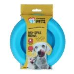Bol pentru hrană și apă pentru câini, din silicon, cu margine anti-vărsare, 300 ml, albastru – Excellent Pets No-Spill Bowl