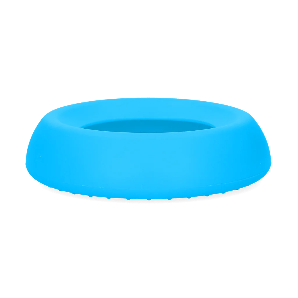 Bol pentru hrană și apă pentru câini, din silicon, cu margine anti-vărsare, 300 ml, albastru – Excellent Pets No-Spill Bowl - imagine 3