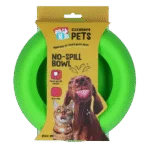 Bol pentru hrană și apă pentru câini, din silicon, cu margine anti vărsare, 800 ml, verde – Excellent Pets No-Spill Bowl