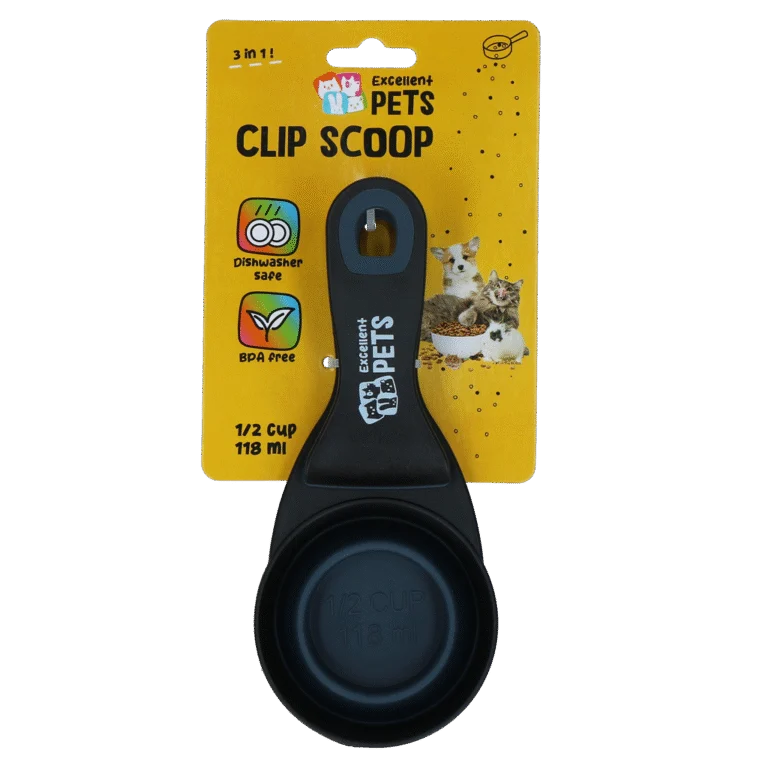 Căuș pentru hrană cu clemă de închidere, 0,5 cup – Excellent Pets Clip Scoop