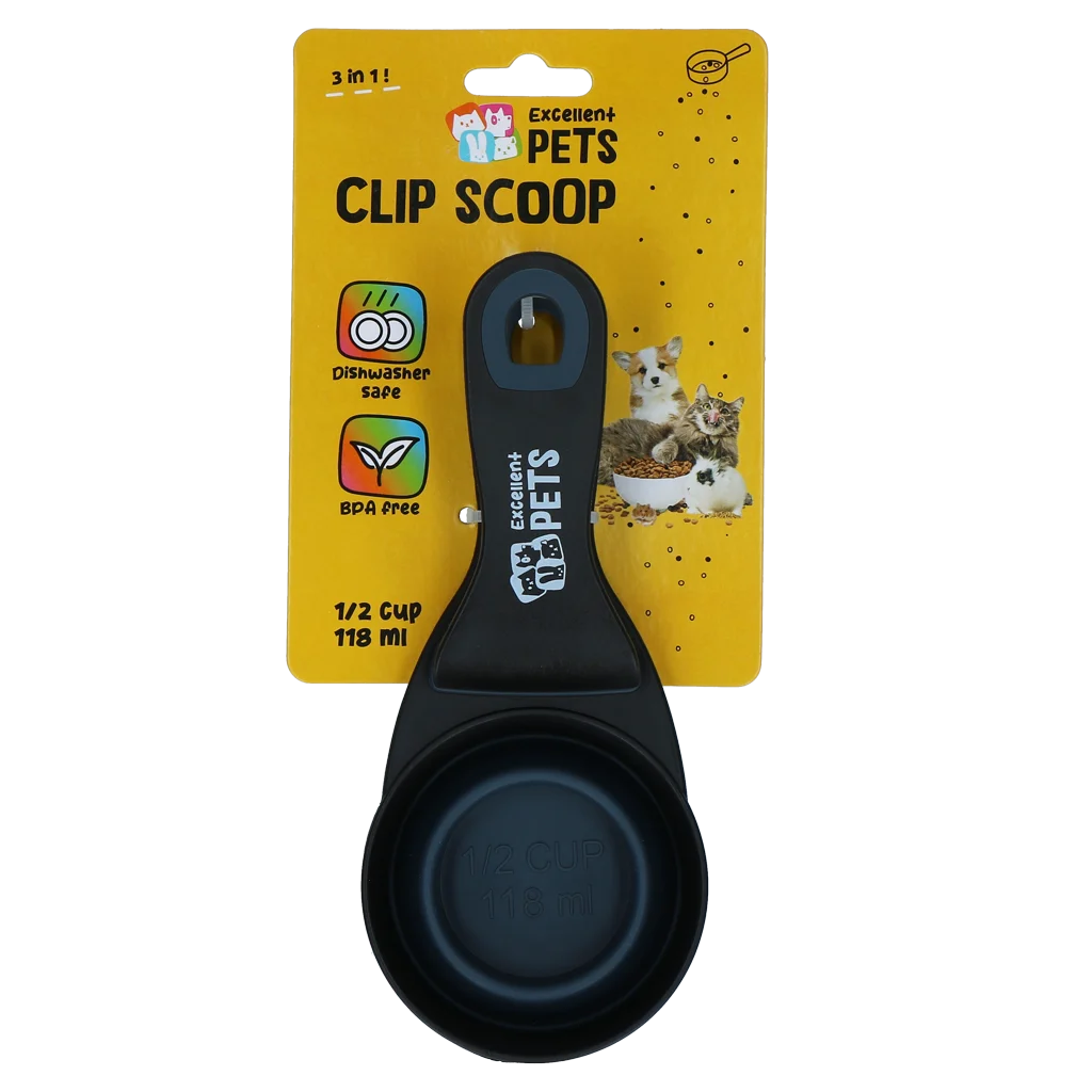 EXCE7090C.png Căuș pentru hrană cu clemă de închidere, 0,5 cup – Excellent Pets Clip Scoop - imagine 1