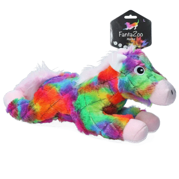 Jucărie de pluș pentru câini, cal cu chițăitoare, L, 32 x 16 cm – FantaZoo Horse