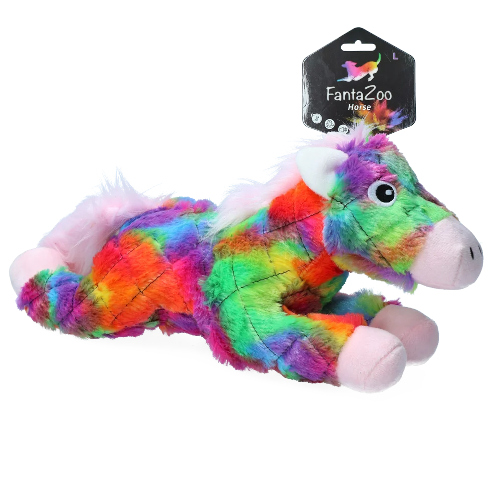Jucărie de pluș pentru câini, cal cu chițăitoare, L, 32 x 16 cm – FantaZoo Horse - imagine 1