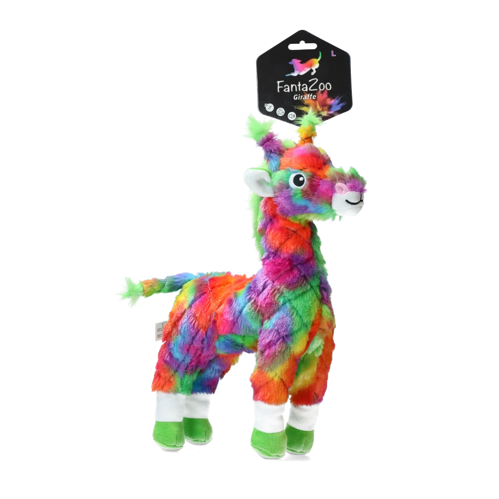 Jucărie de pluș pentru câini din material reciclat, cu piuitor, L, 32 x 16 cm – FantaZoo Giraffe - imagine 1