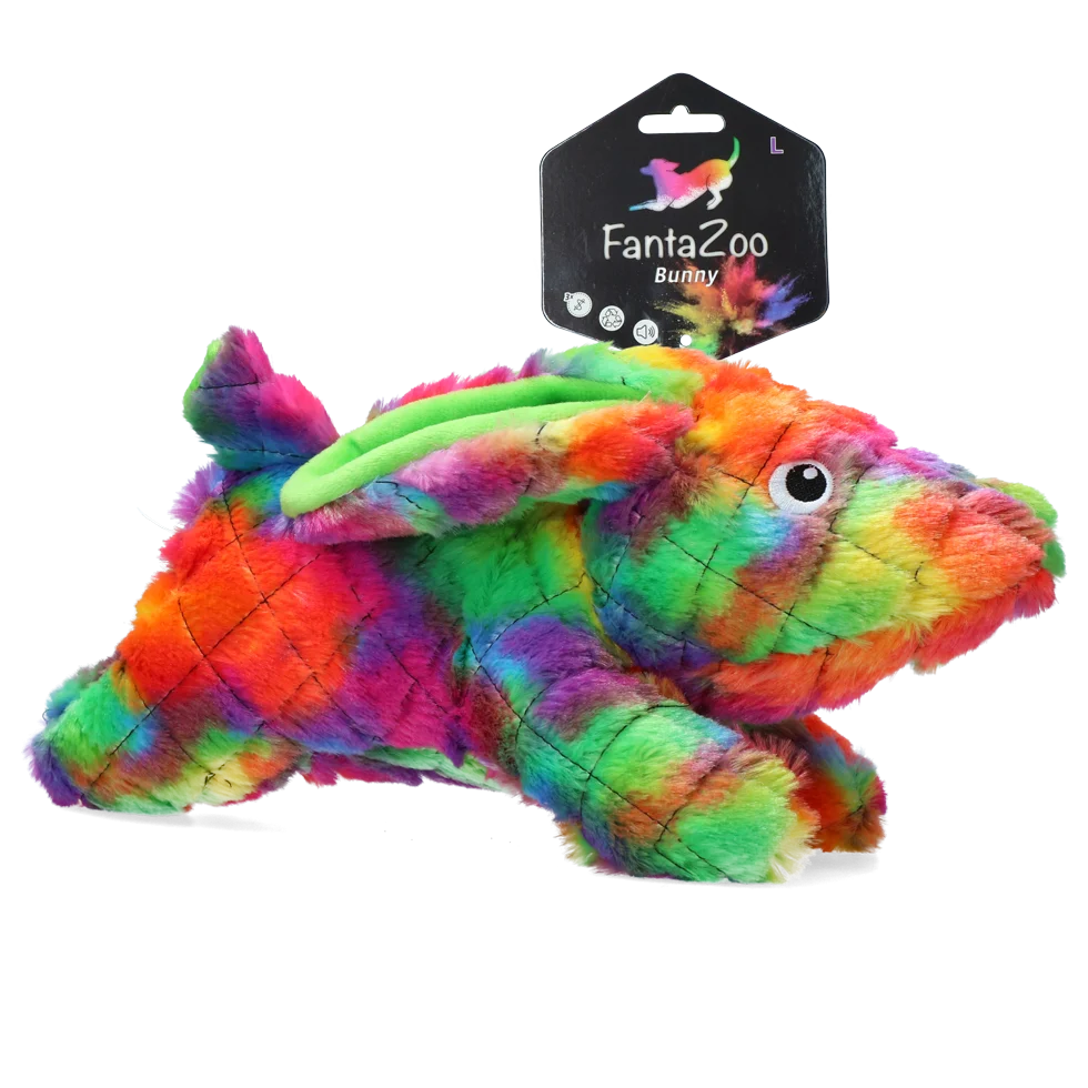 Jucărie de pluș pentru câini din material reciclat, cu squeaker, L, 32 x 16 cm – FantaZoo Bunny - imagine 1