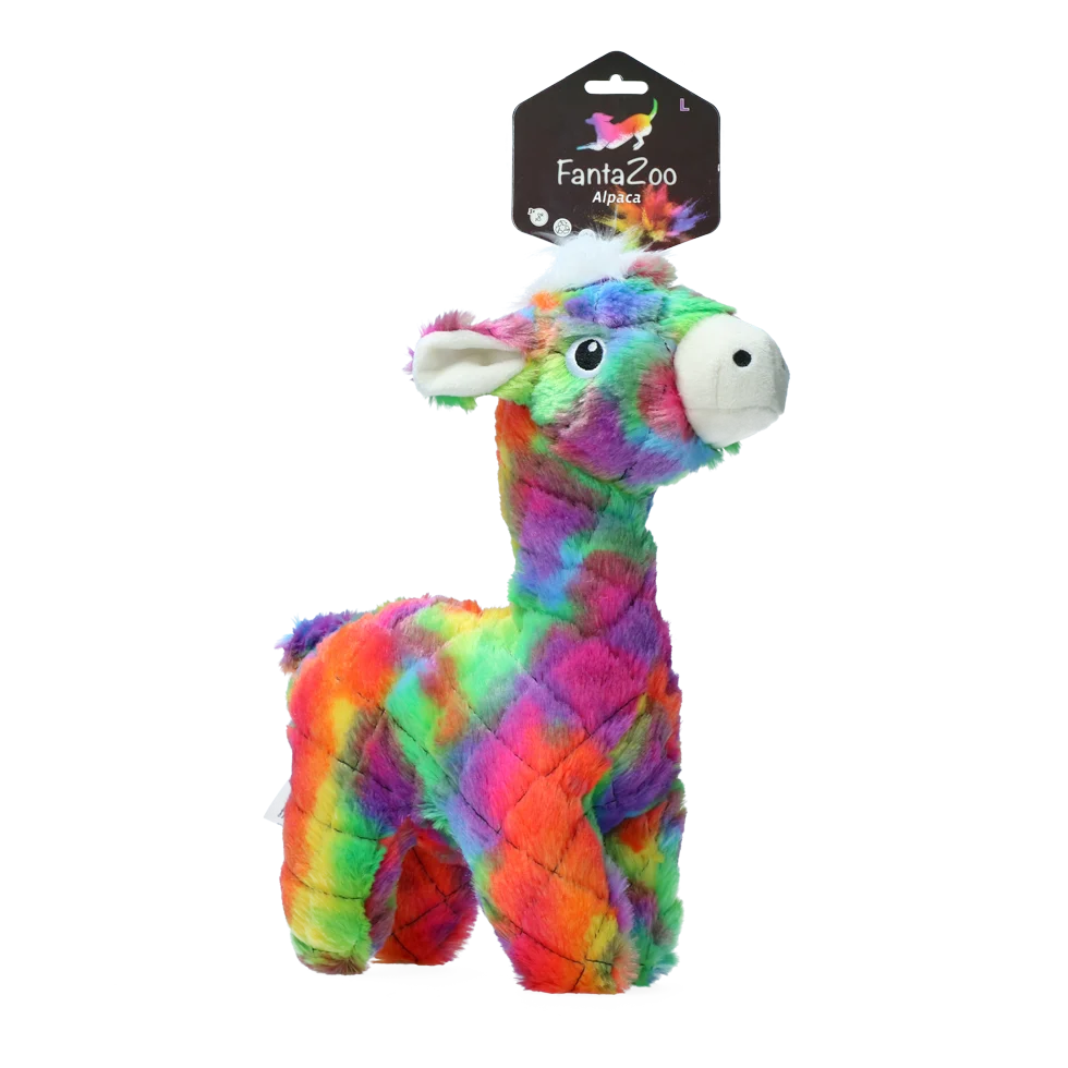 Jucărie de pluș pentru câini din material reciclat, cu chițăitoare, L, 32 x 16 cm – FantaZoo Alpaca - imagine 1