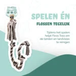 Frânghie din bumbac pentru câini, cu 5 noduri, 185 cm – Floss Toss Natural Dental Ropes Dental Rope 5 Knot - imagine 2