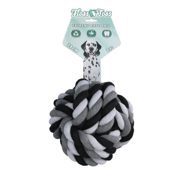 Frânghie pentru ros cu minge, din bumbac, 24 cm – Floss Toss Natural Dental Ropes Dental Rope Exteme Ball