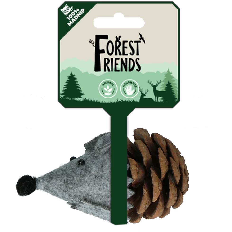 Șoricel de jucărie pentru pisici din con și pâslă, cu Madnip, gri, 8 cm – Forest Friends Mouse - imagine 1