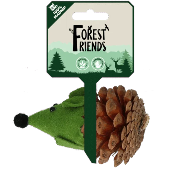 Șoricel de jucărie pentru pisici din con de pin și fetru, cu Madnip, verde, 8 cm – Forest Friends Mouse
