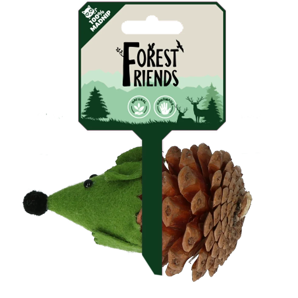 Șoricel de jucărie pentru pisici din con de pin și fetru, cu Madnip, verde, 8 cm – Forest Friends Mouse - imagine 1