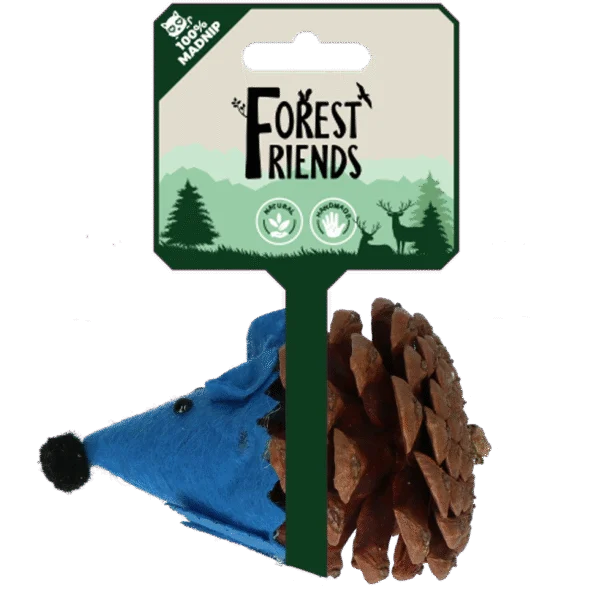 Șoricel de jucărie pentru pisici din con de pin și fetru, cu Madnip, albastru, 8 cm – Forest Friends Mouse