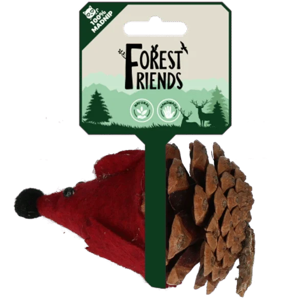 Șoricel de jucărie pentru pisici din con de pin și pâslă, cu Madnip, roșu, 8 cm – Forest Friends Mouse