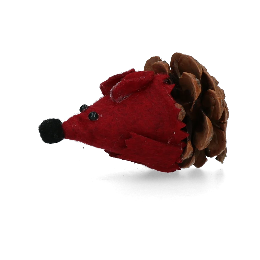 Șoricel de jucărie pentru pisici din con de pin și pâslă, cu Madnip, roșu, 8 cm – Forest Friends Mouse - imagine 2