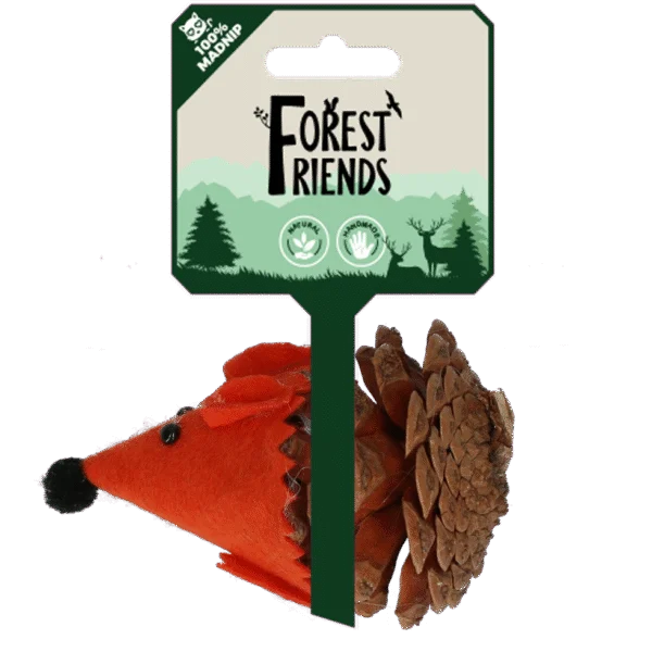 Șoricel de jucărie pentru pisici, din con de pin și pâslă, cu Madnip, portocaliu, 8 cm – Forest Friends Mouse