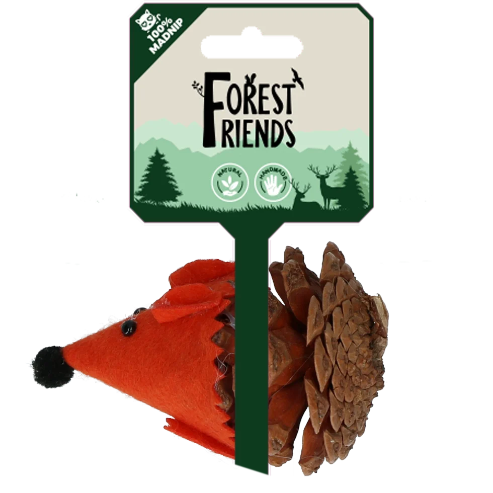 Șoricel de jucărie pentru pisici, din con de pin și pâslă, cu Madnip, portocaliu, 8 cm – Forest Friends Mouse - imagine 1
