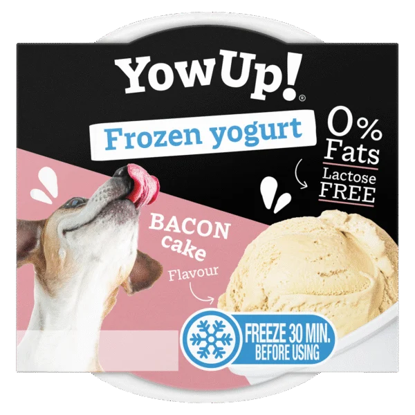 Gustare cu iaurt congelat pentru câini și pisici, Bacon Cake, 110 g – YowUp! Frozen Yoghurt Bacon Cake