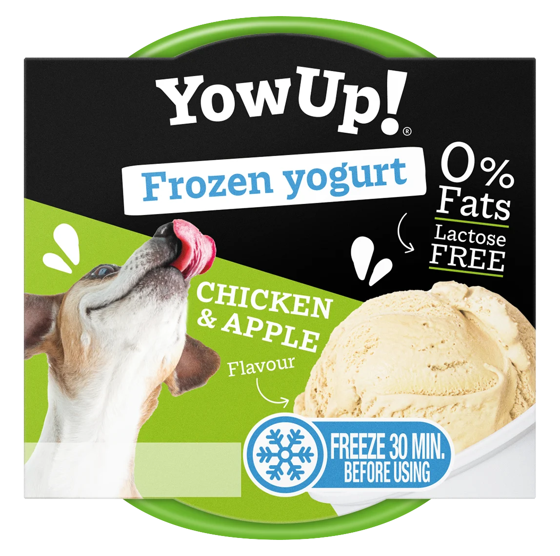 Gustare pe bază de iaurt pentru câini și pisici, de congelat, cu pui și măr, 110 g – YowUp! Frozen Yoghurt Chicken & Apple - imagine 1