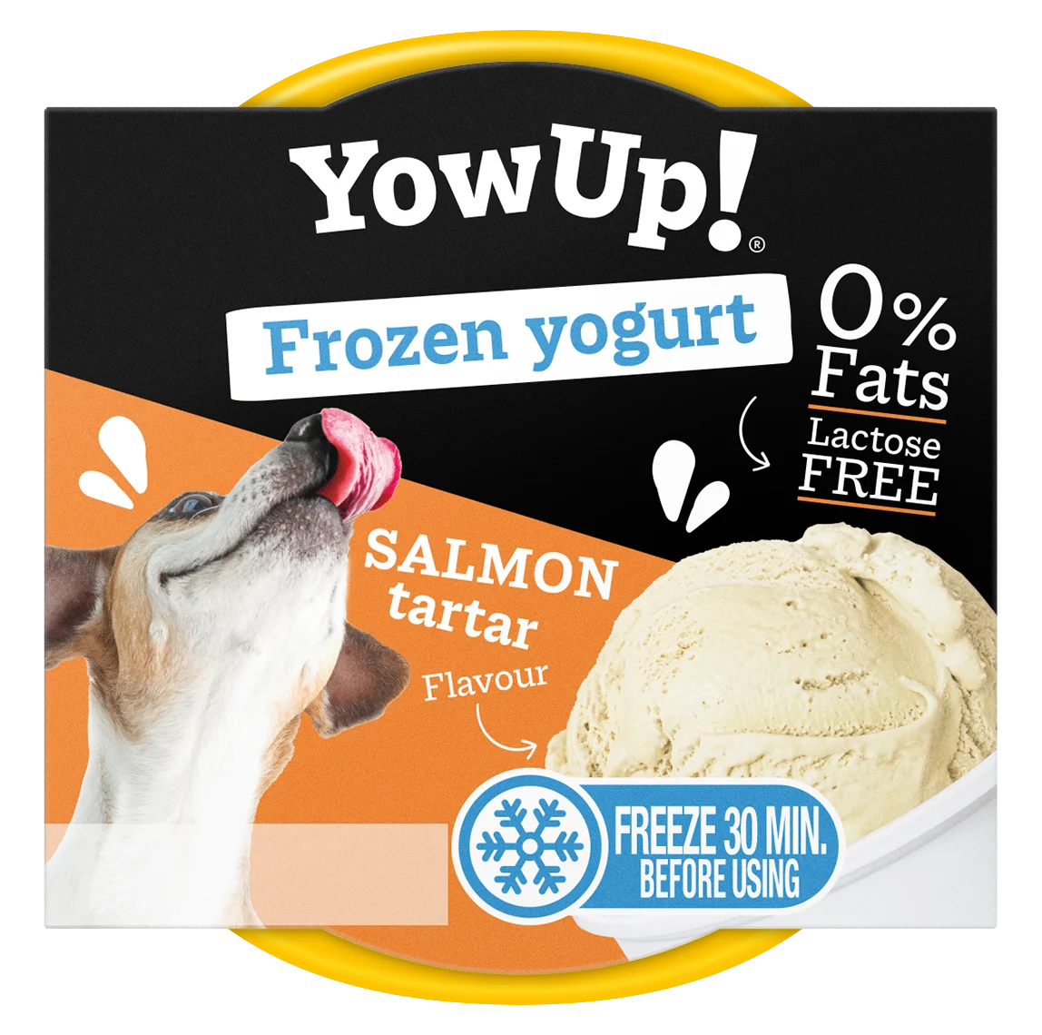 FROYO-Cup-Salmon_HD.png Iaurt înghețat pentru câini și pisici cu tartar de somon, 110 g – YowUp! Frozen Yoghurt Salmon Tartar - imagine 1