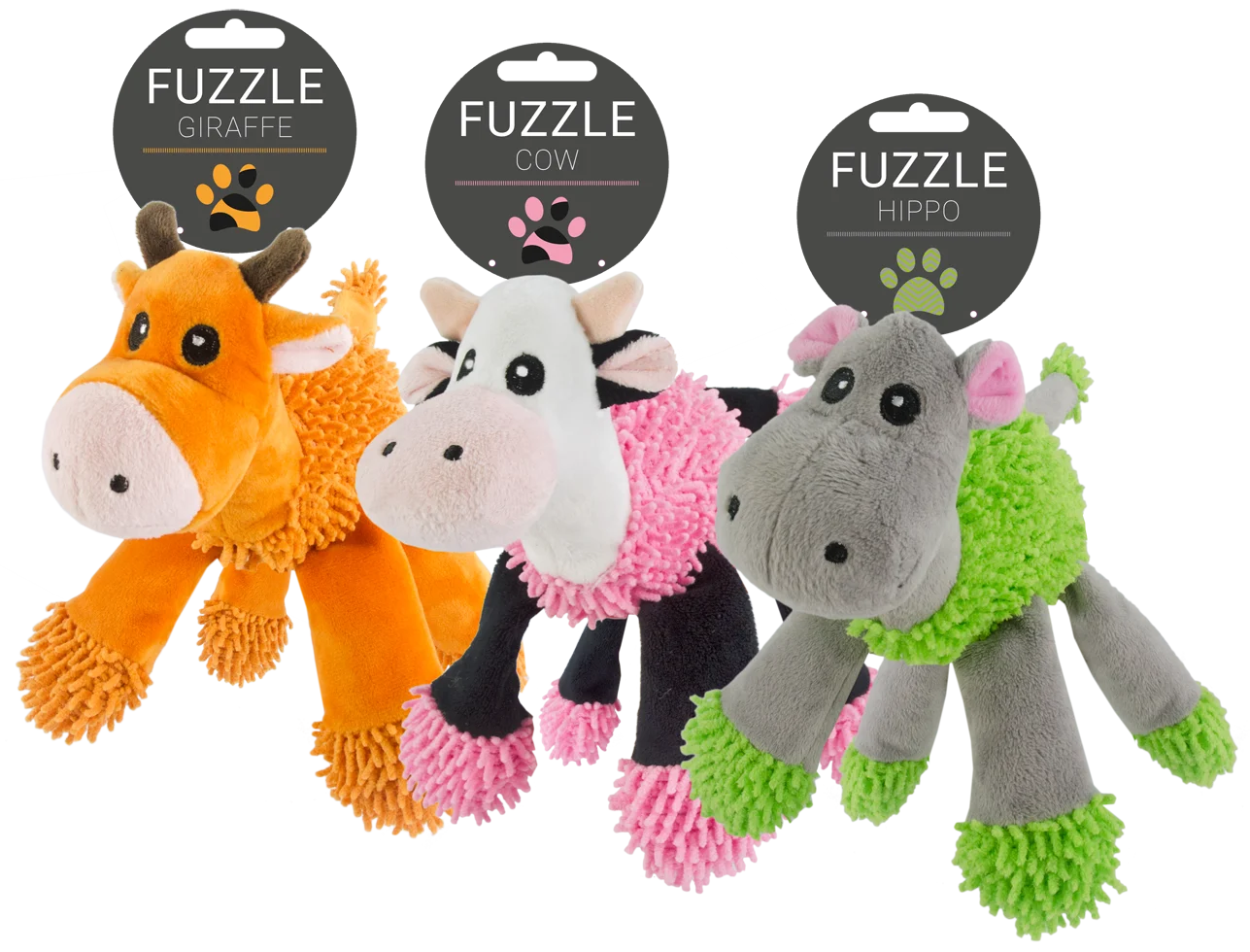 Jucărie de pluș pentru câini, hipopotam cu 5 chițăitori, 22 x 22 cm – Fuzzle - imagine 4