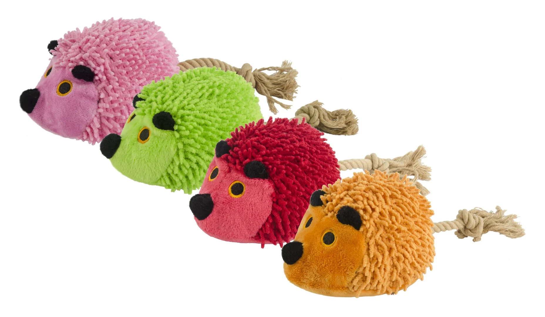 Jucărie de pluș pentru câini, arici cu coadă din frânghie și chițăitoare, roșu, 15 x 20 cm – Fuzzle Hedgie With Tail - imagine 3