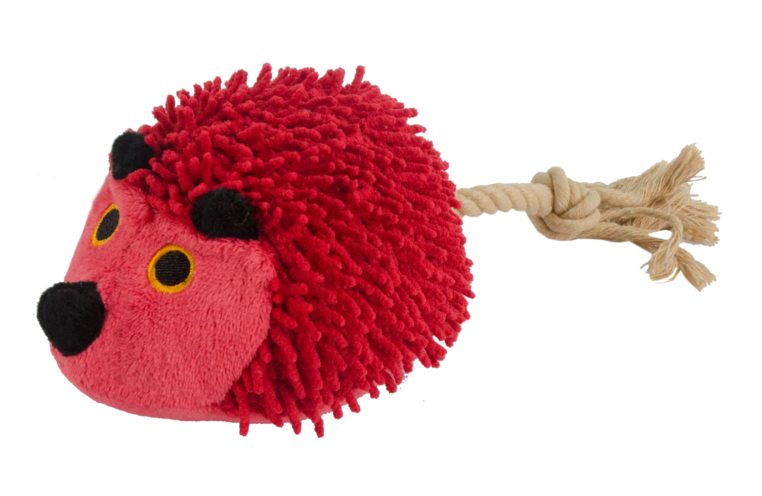 Jucărie de pluș pentru câini, arici cu coadă din frânghie și chițăitoare, roșu, 15 x 20 cm – Fuzzle Hedgie With Tail - imagine 1