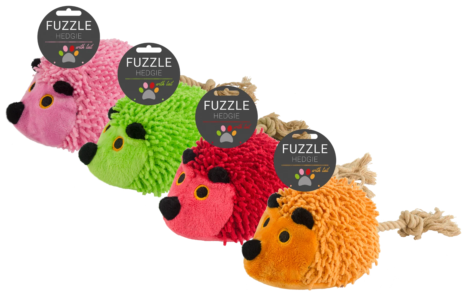 Jucărie de pluș pentru câini, arici cu coadă din frânghie și chițăitoare, roșu, 15 x 20 cm – Fuzzle Hedgie With Tail - imagine 4