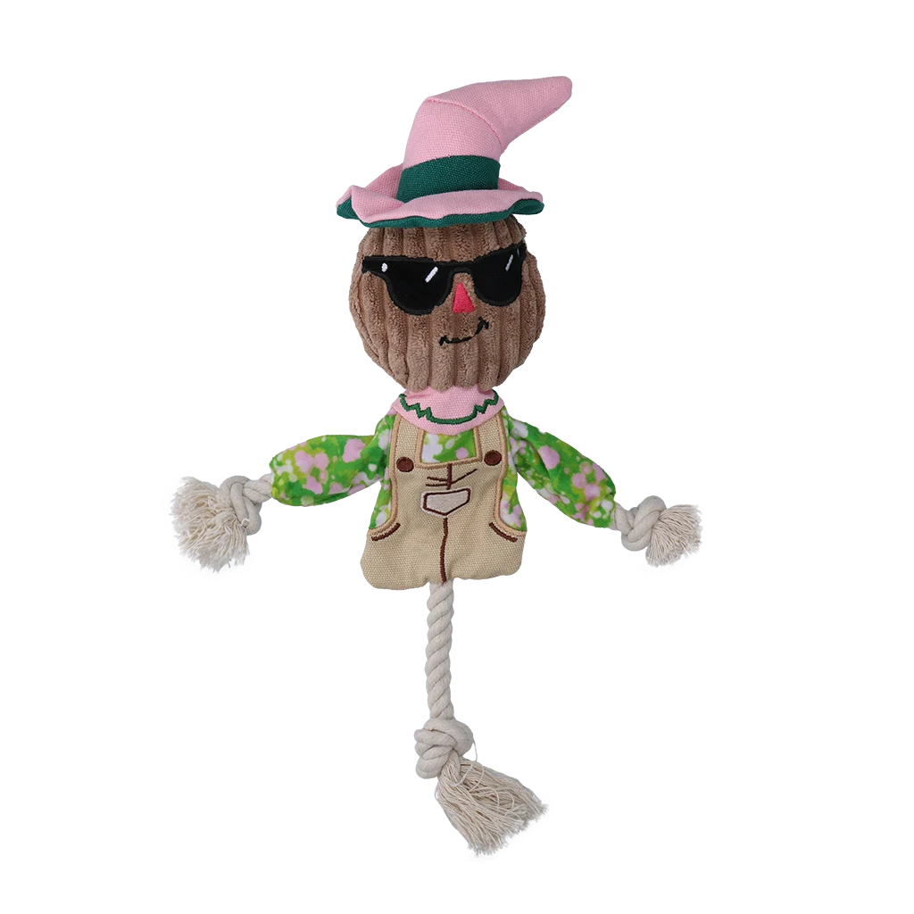 Jucărie de tras în formă de sperietoare de ciori, cu corp foșnitor și frânghie – Garden Paws Scarecrow Scary Harry S - imagine 2