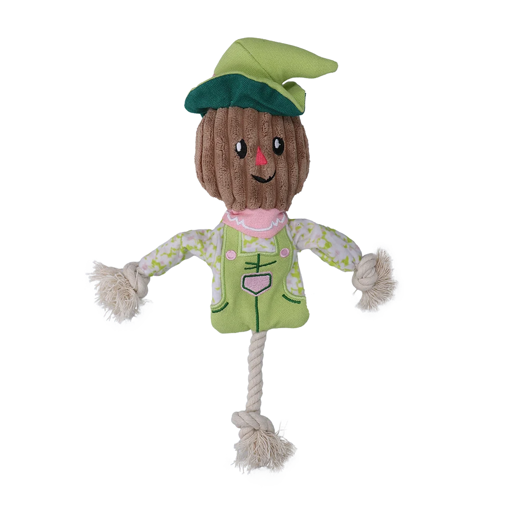 Jucărie de tras în formă de sperietoare, cu corp foșnitor și frânghie – Garden Paws Scarecrow Indy Fields S - imagine 2