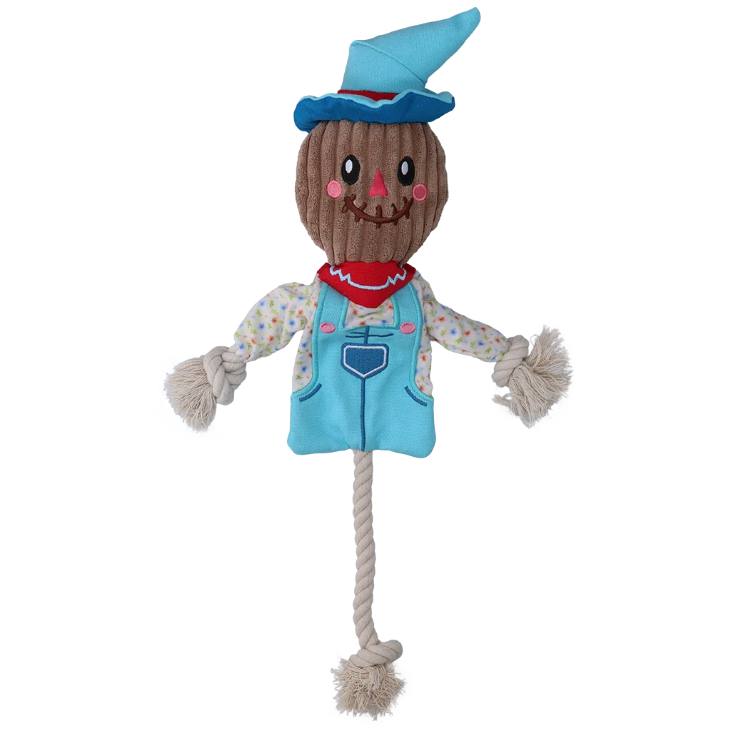 Jucărie de tras în formă de sperietoare, cu corp foșnitor și frânghie – Garden Paws Scarecrow Calvin Crow M - imagine 2