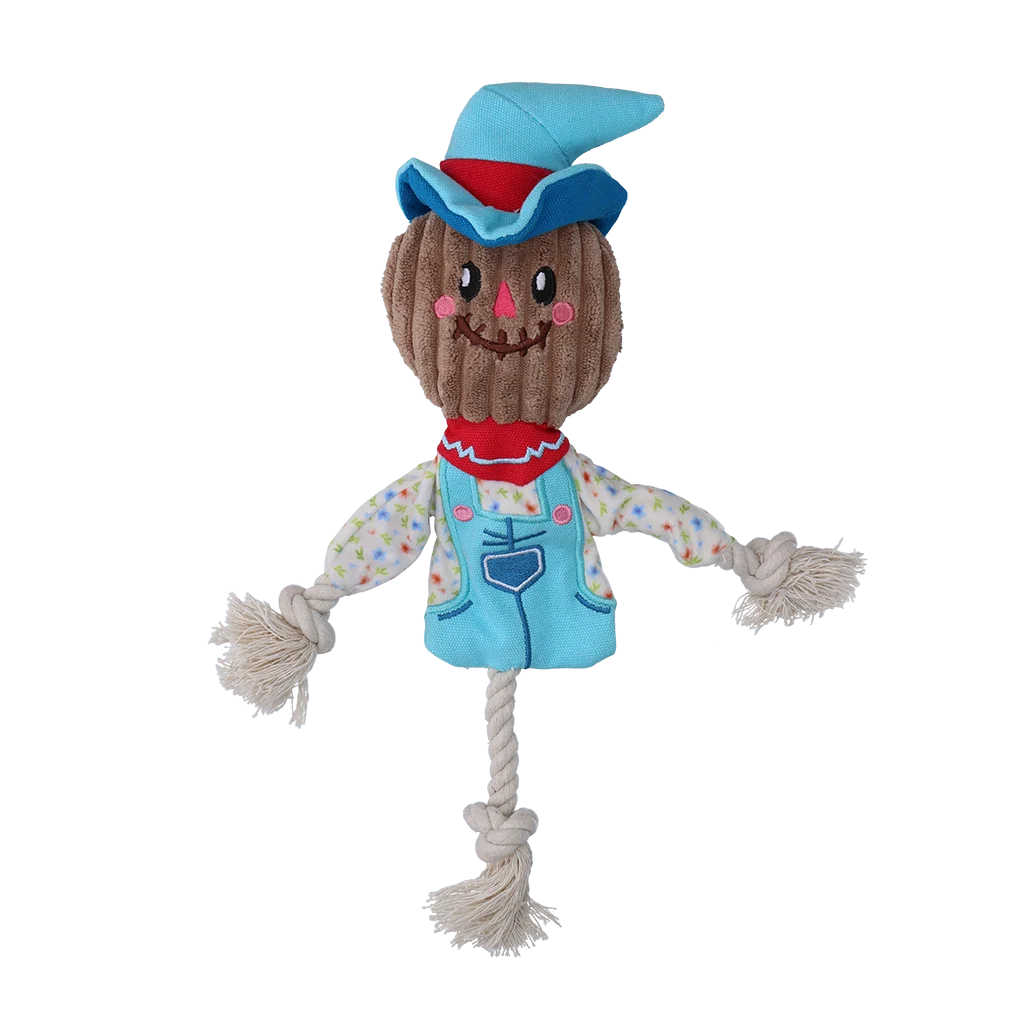 Jucărie de tras în formă de sperietoare, cu corp foșnitor și frânghie – Garden Paws Scarecrow Calvin Crow S - imagine 2