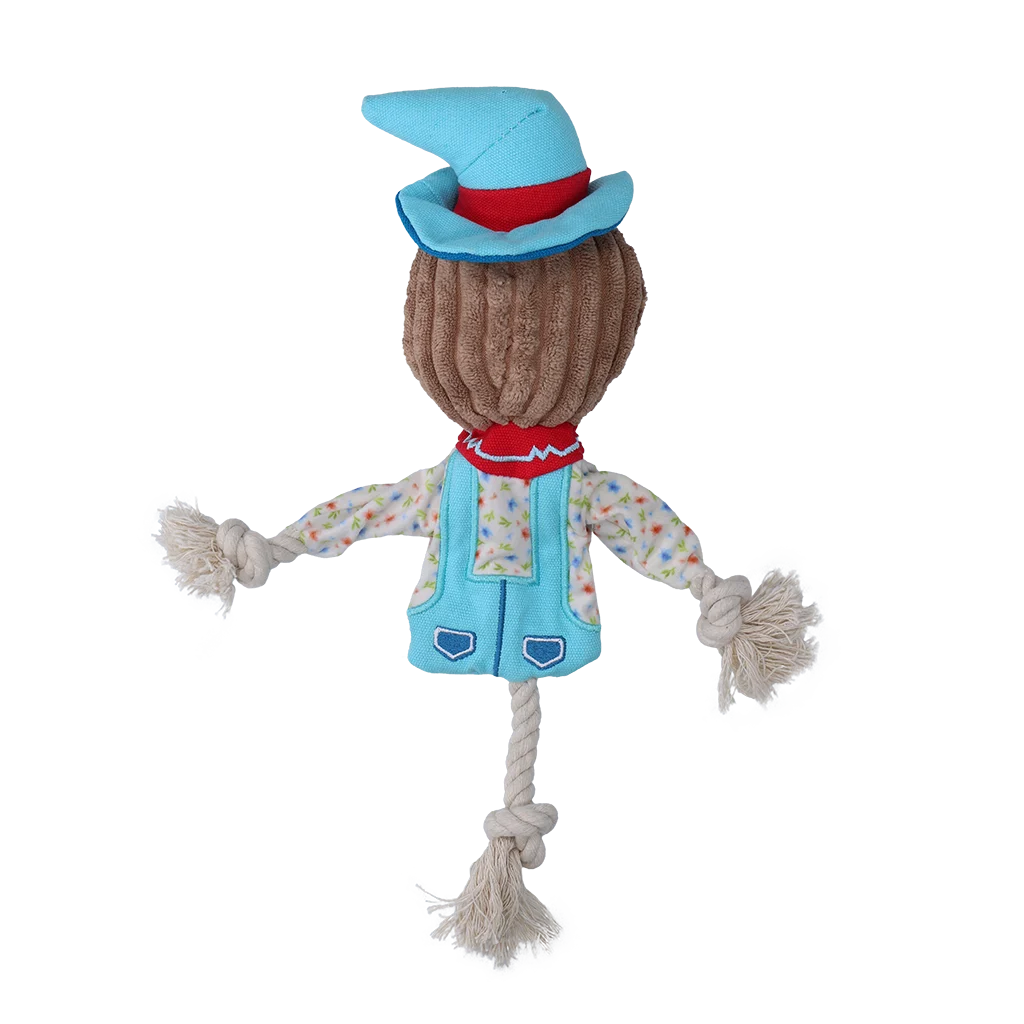Jucărie de tras în formă de sperietoare, cu corp foșnitor și frânghie – Garden Paws Scarecrow Calvin Crow S - imagine 3