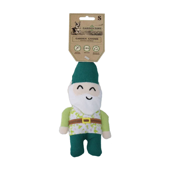 Jucărie de pluș pentru câini, pitic de grădină cu chițăitoare S – Garden Paws Garden Gnome Gentle George S