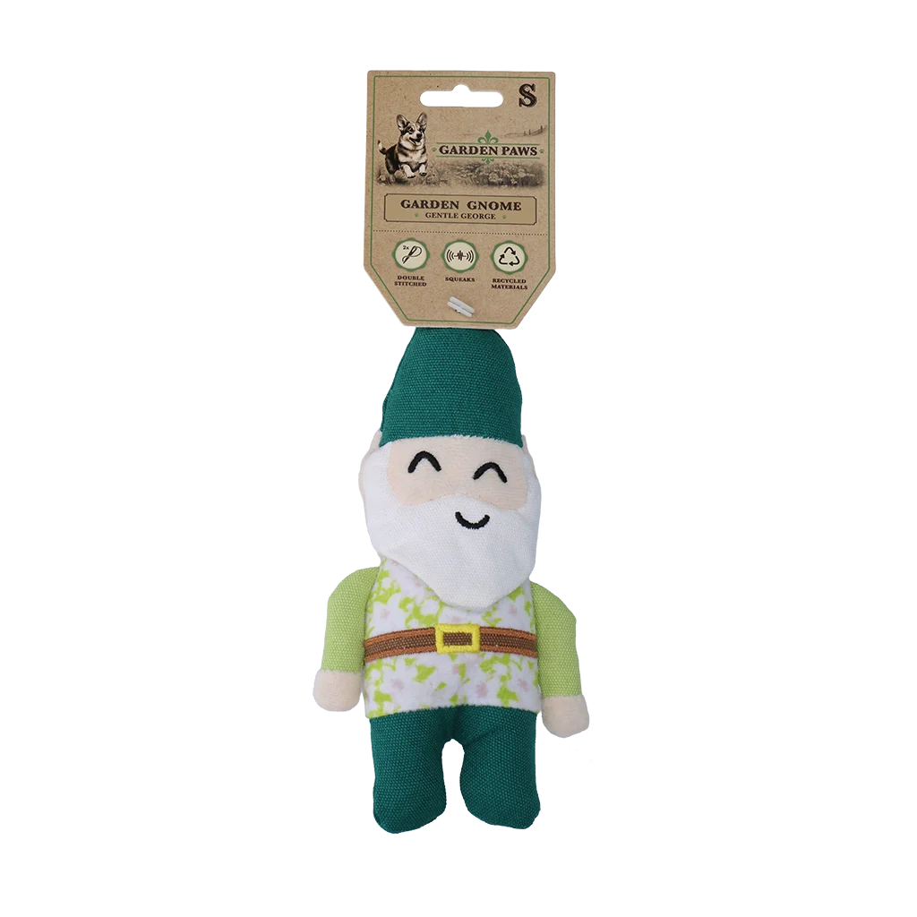 Jucărie de pluș pentru câini, pitic de grădină cu chițăitoare S – Garden Paws Garden Gnome Gentle George S - imagine 1