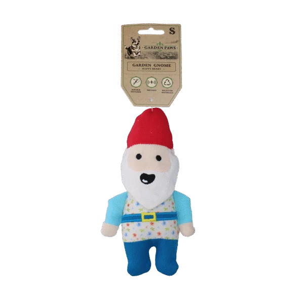Jucărie de pluș pentru câini Pitic de grădină cu chițăitoare S – Garden Paws Garden Gnome Happy Henry S