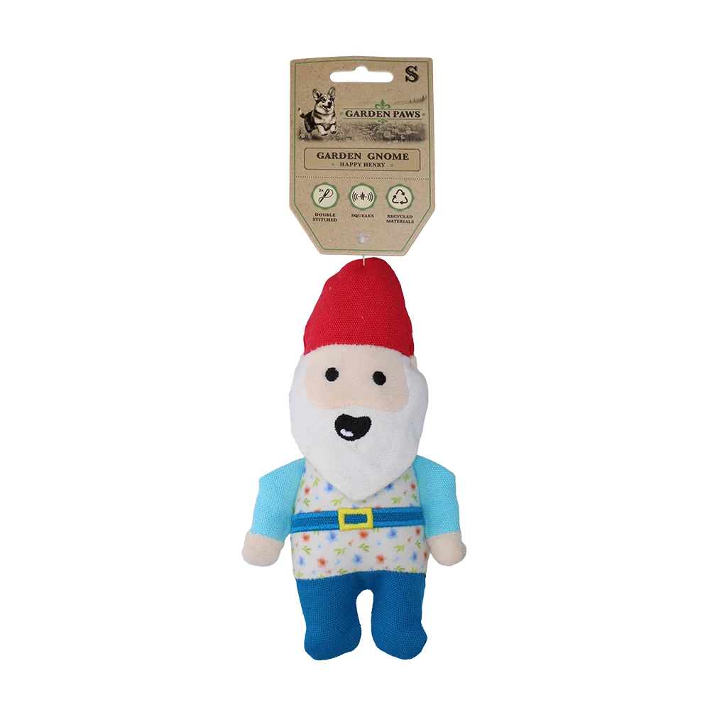 Jucărie de pluș pentru câini Pitic de grădină cu chițăitoare S – Garden Paws Garden Gnome Happy Henry S - imagine 1