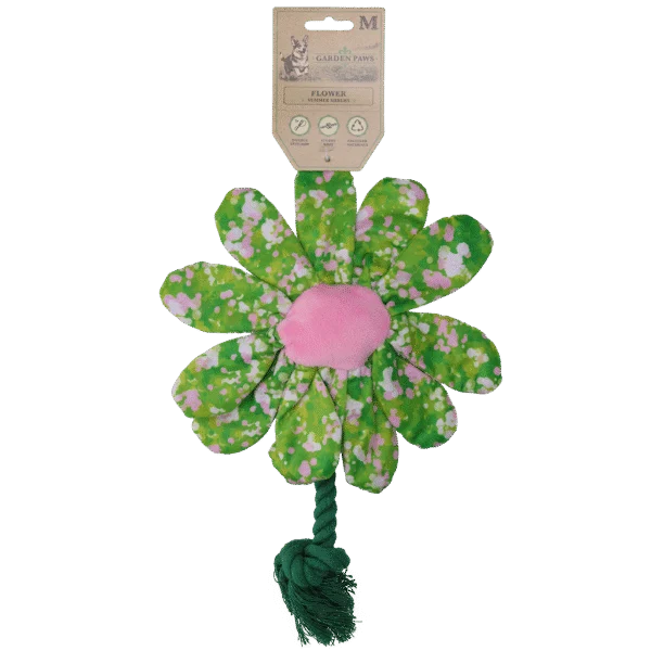 Jucărie de pluș pentru câini, floare cu frânghie M – Garden Paws Flower Summer Shrubs M
