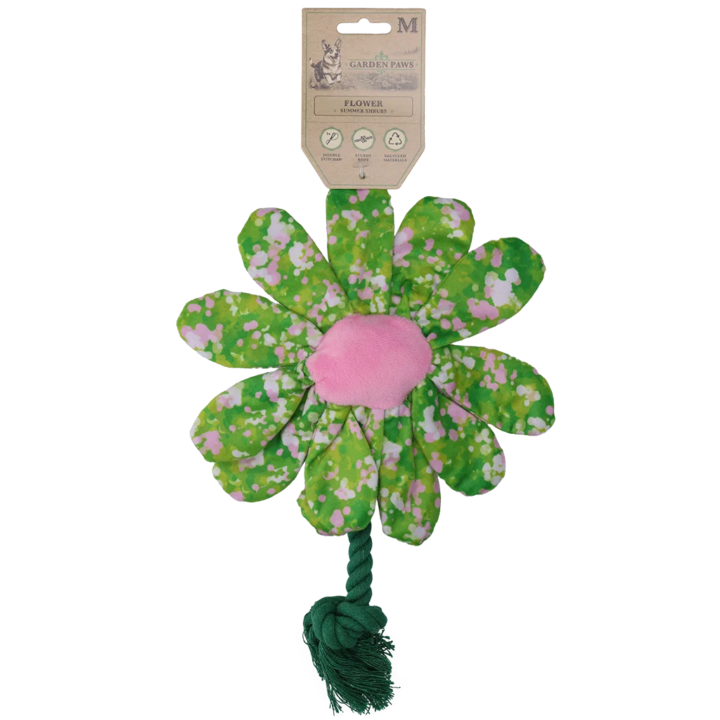 Jucărie de pluș pentru câini, floare cu frânghie M – Garden Paws Flower Summer Shrubs M - imagine 1