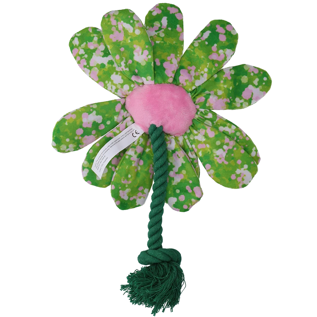 Jucărie de pluș pentru câini, floare cu frânghie M – Garden Paws Flower Summer Shrubs M - imagine 3