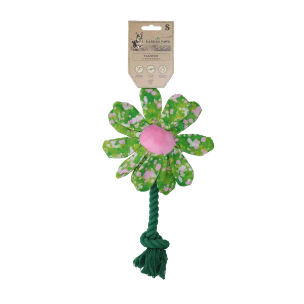 Jucărie de pluș pentru câini, floare cu frânghie S – Garden Paws Flower Summer Shrubs S