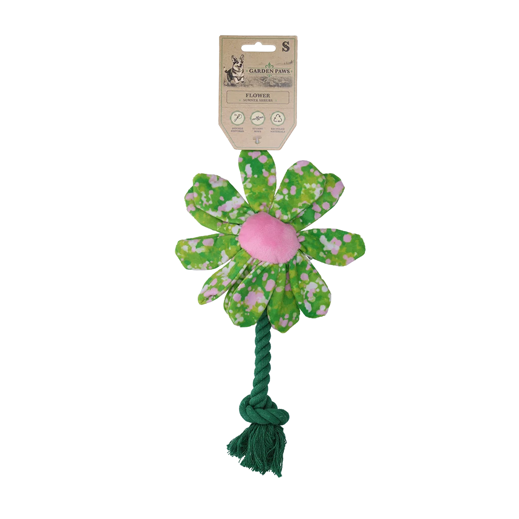 Jucărie de pluș pentru câini, floare cu frânghie S – Garden Paws Flower Summer Shrubs S - imagine 1